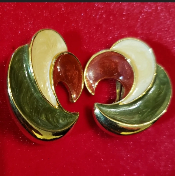 Avon Vintage 1991 Swirl of Color Clip-On Earrings - Picture 2 of 4